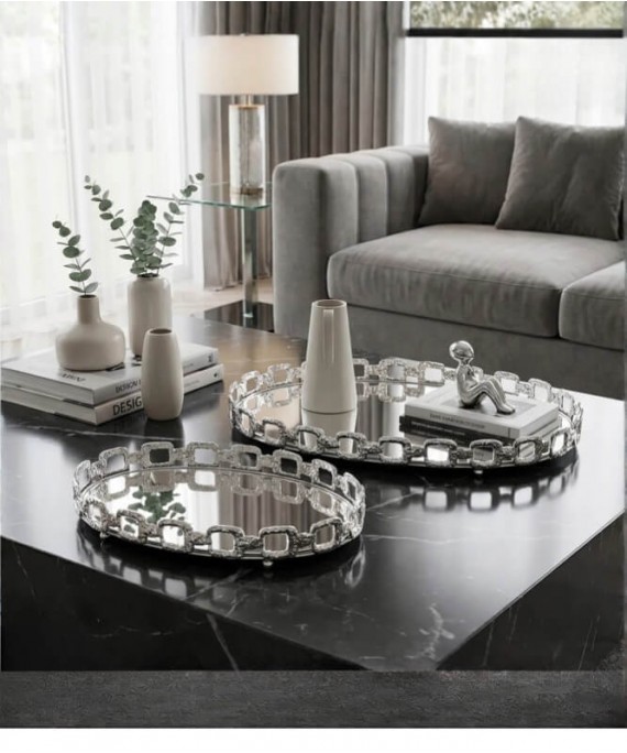 ZEYVE SILVER NEW MODEL 2-PIECE OVAL TRAY 20*30-26*36cm